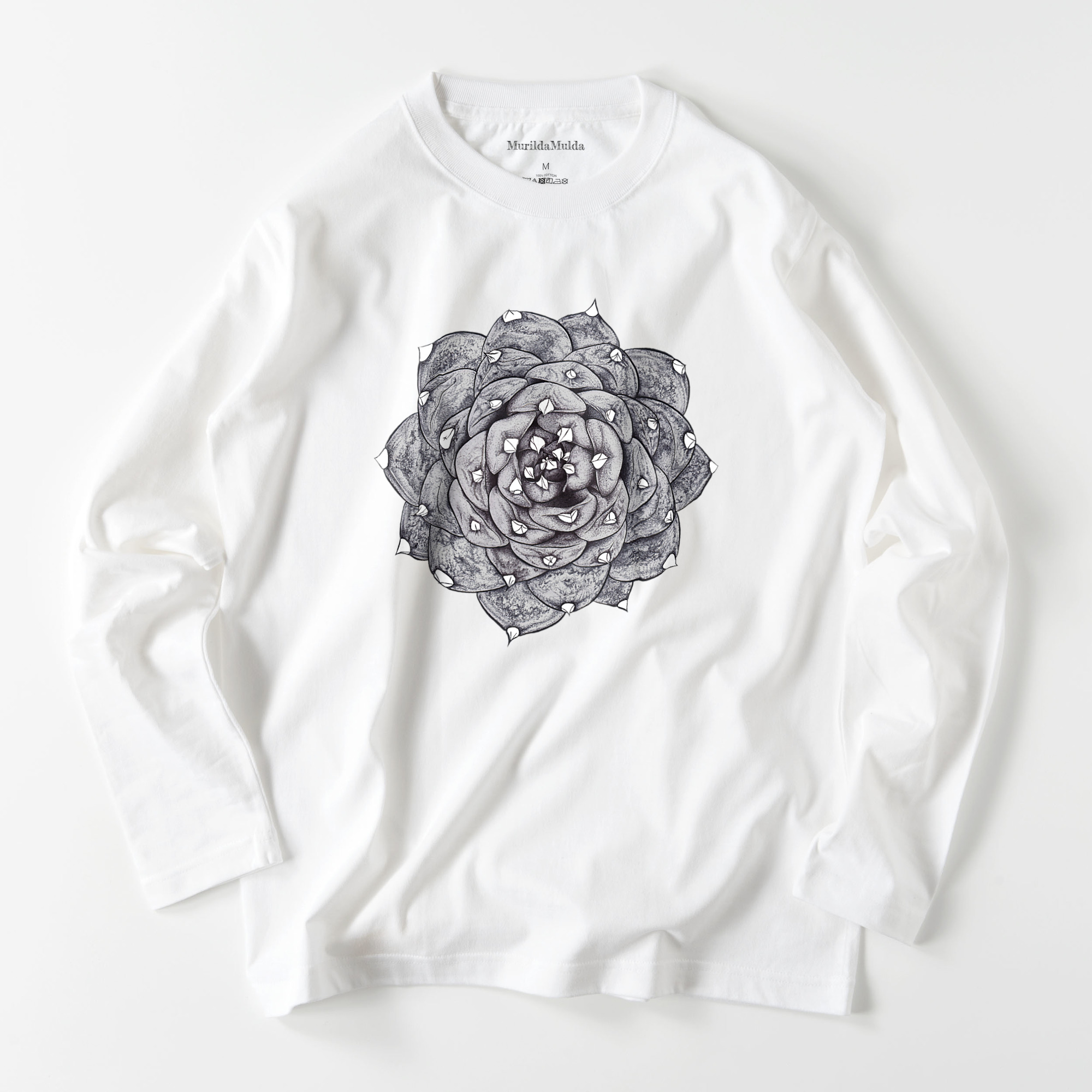 エケベリア ロングスリーブTシャツ ホワイト | MurildaMulda